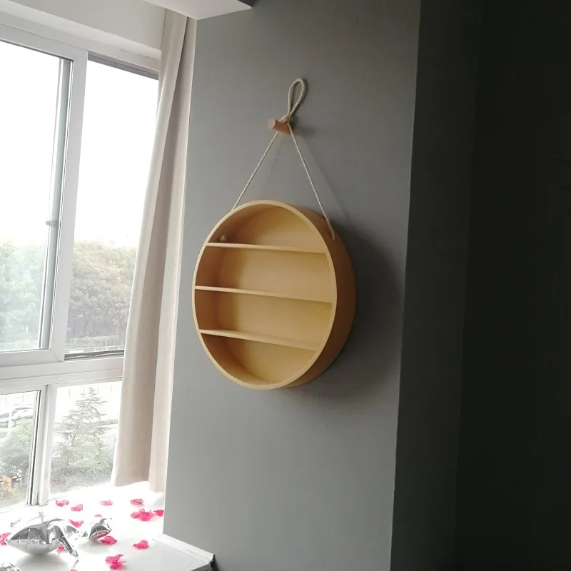 Стеллаж для хранения и организации стен круглая декоративная полка из массива