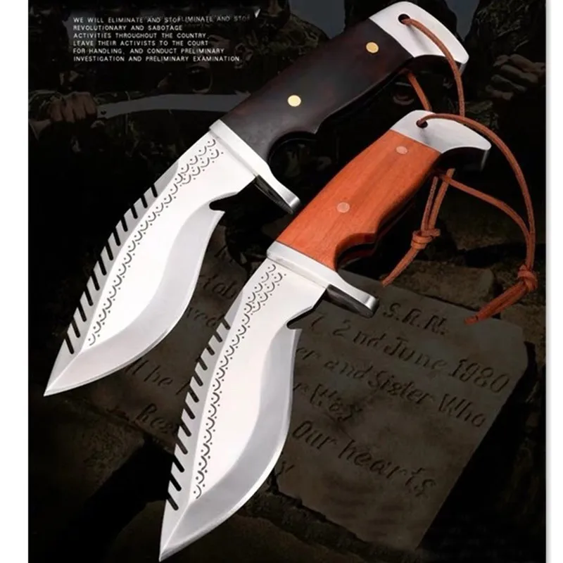 

Hysenss D2 Steel Blade Sandalwood Hadle Straight Knife Hunting Camping Outdoor Jungle Survival Fixed Blade Knifes EDC Tools