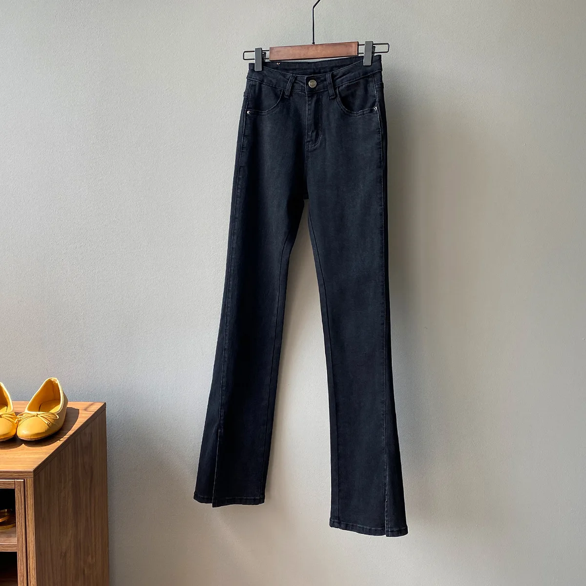 

Toppies Jeans Woman 2021 Korean High Waist Slim Straight Denim Pants Side Split Streetwear