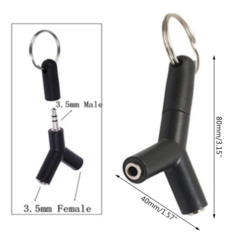 

5 Pcs Keychain Headset Splitter Adapter Y Shape 3.5 Mm 1 Male To 2 Female Adapter Compatible For Laptop/MP3/MP4