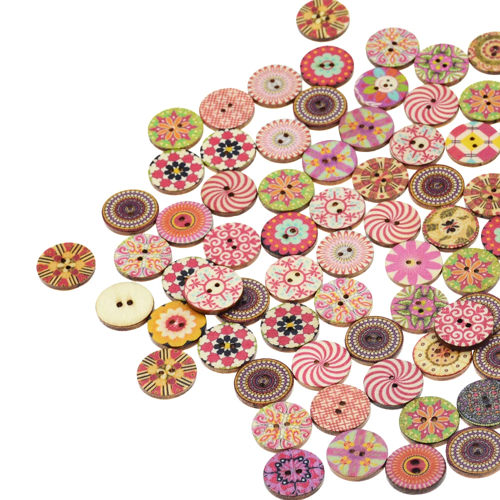 100 шт. деревянные пуговицы с двумя отверстиями 20 мм|Пуговицы| |
