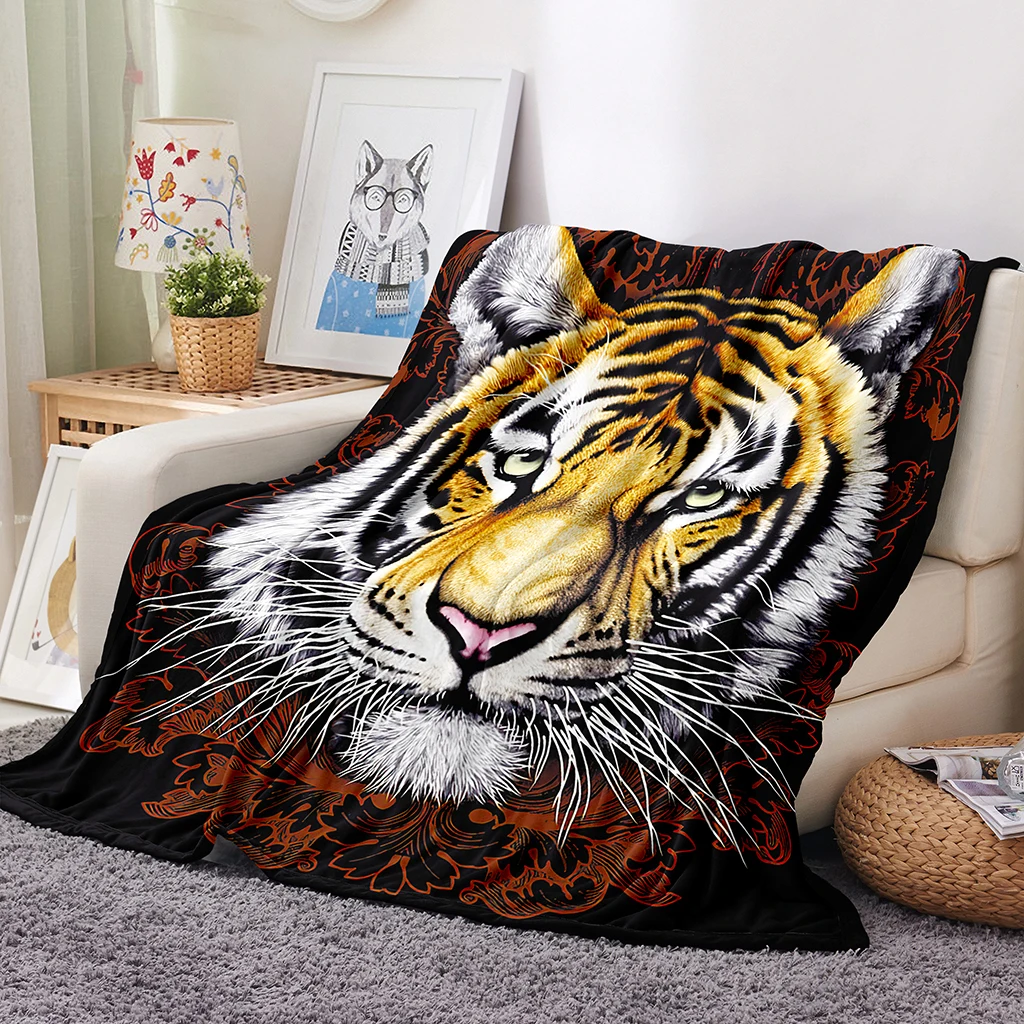 ONGLYP 3D Тигр фланелевый банный халат с капюшоном в Одеяло для диван кровать