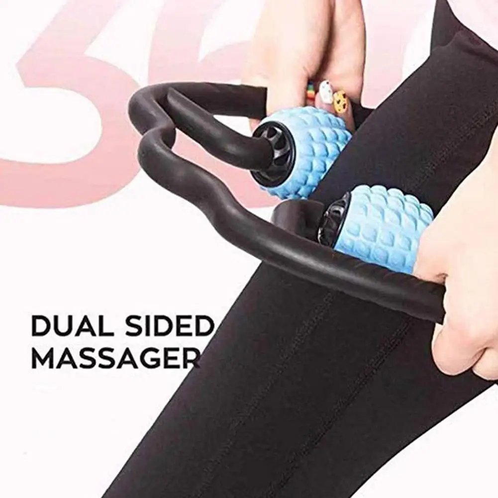 

U Shape Trigger Point Massage Roller For Arm Leg Neck Muscle Tissue For Fitness Yoga Pilates Sports 4 Wheel Yoga Tools