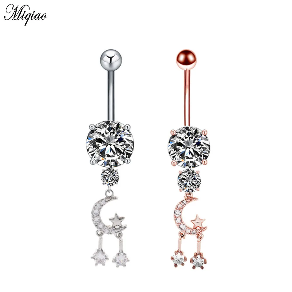 

Miqiao 1pcs Fashionable Explosive Moon Pendant Stainless Steel Belly Button Body Exquisite Piercing Jewelry