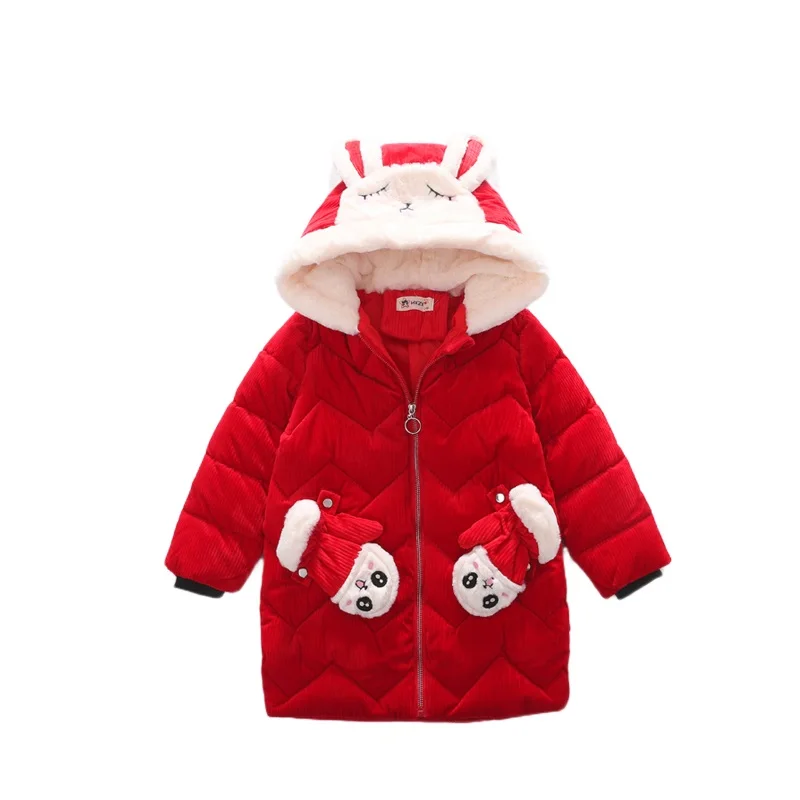 Детская зимняя куртка теплое пальто для девочек Толстая парка с капюшоном и