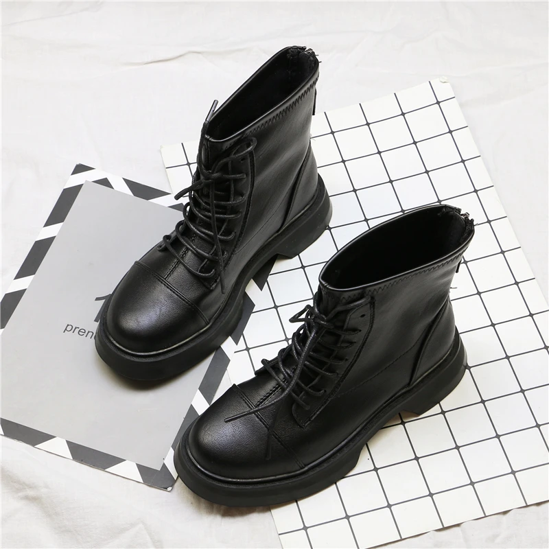 Ботильоны женские осенние новые эластичные ботинки на шнуровке с молнией сзади в