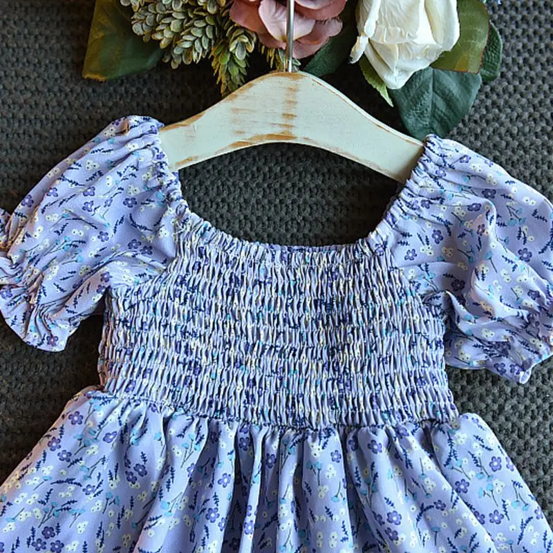 

2021 Kids Costume Dresses Girls Lantern Sleeve Children Floral Cute Dress Children's Clothing Princess Summer Dresses