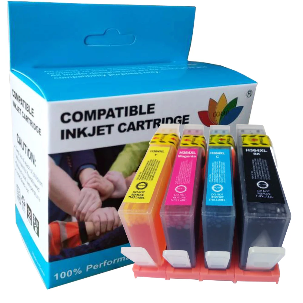 

4 Compatible Chipped Ink Cartridge HP 364 XL for Photosmart 5520 5524 6510 6520 7510 7520 5510 C6300 C6380 D5460 D7560 Printer