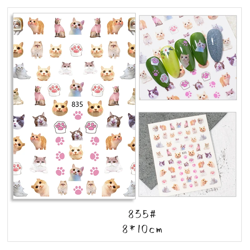 

10PCS New Puppy Bunny Bear Animal Nail Sticker Strawberry Love Nail Art Transfer Decoration Accessories Adhesive Sticker