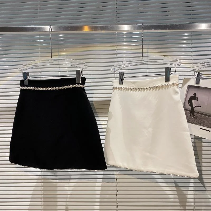 

Женская юбка-трапеция большого размера стразы, осень 2021, новая стильная короткая юбка в подиумном стиле