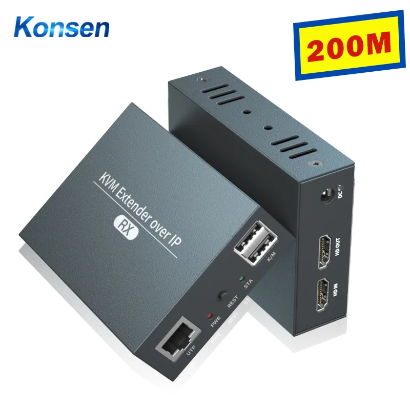 200 м HDMI KVM-удлинитель по IP RJ45 UTP/STP Ethernet 1080P USB-удлинитель cat5e/6 через UTP/TCP Поддержка USB