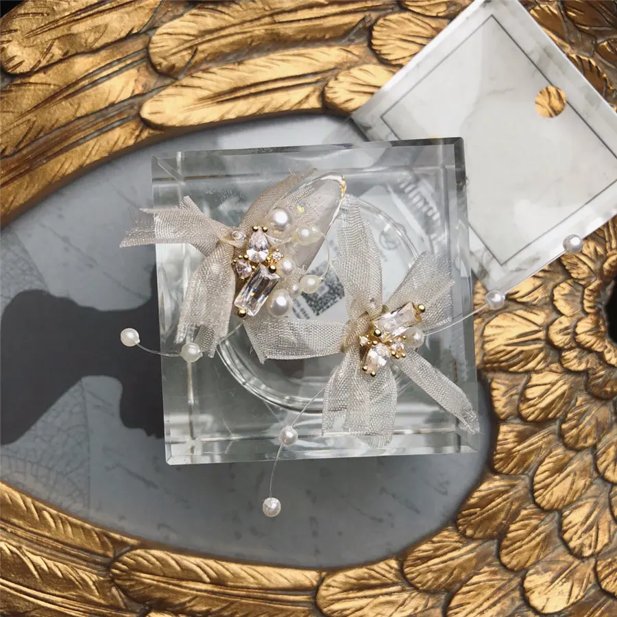 5 шт. класса люкс ручной Циркон с жемчугом и кружевами украшением в виде бабочки