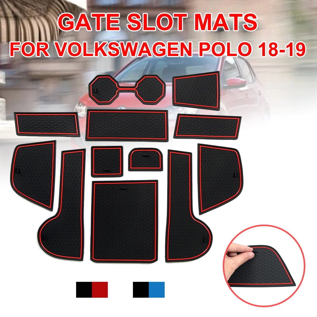 

for VW POLO MK6 2018 2019 For Volkswagen Anti-Slip Mat for Phone Gate Slot Mats Cup Rubber Pads Rug Car Accessories Stickers