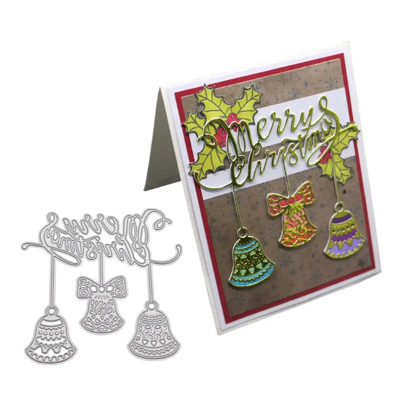 Merry Christmas Bell металлические режущие штампы Трафаретный Скрапбукинг DIY штамп для