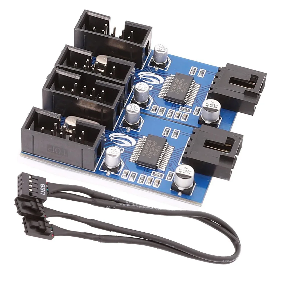 

Angitu Motherboard USB 9Pin Interface Header Male 1 to 4 Female Extension Cable Adapter Cable