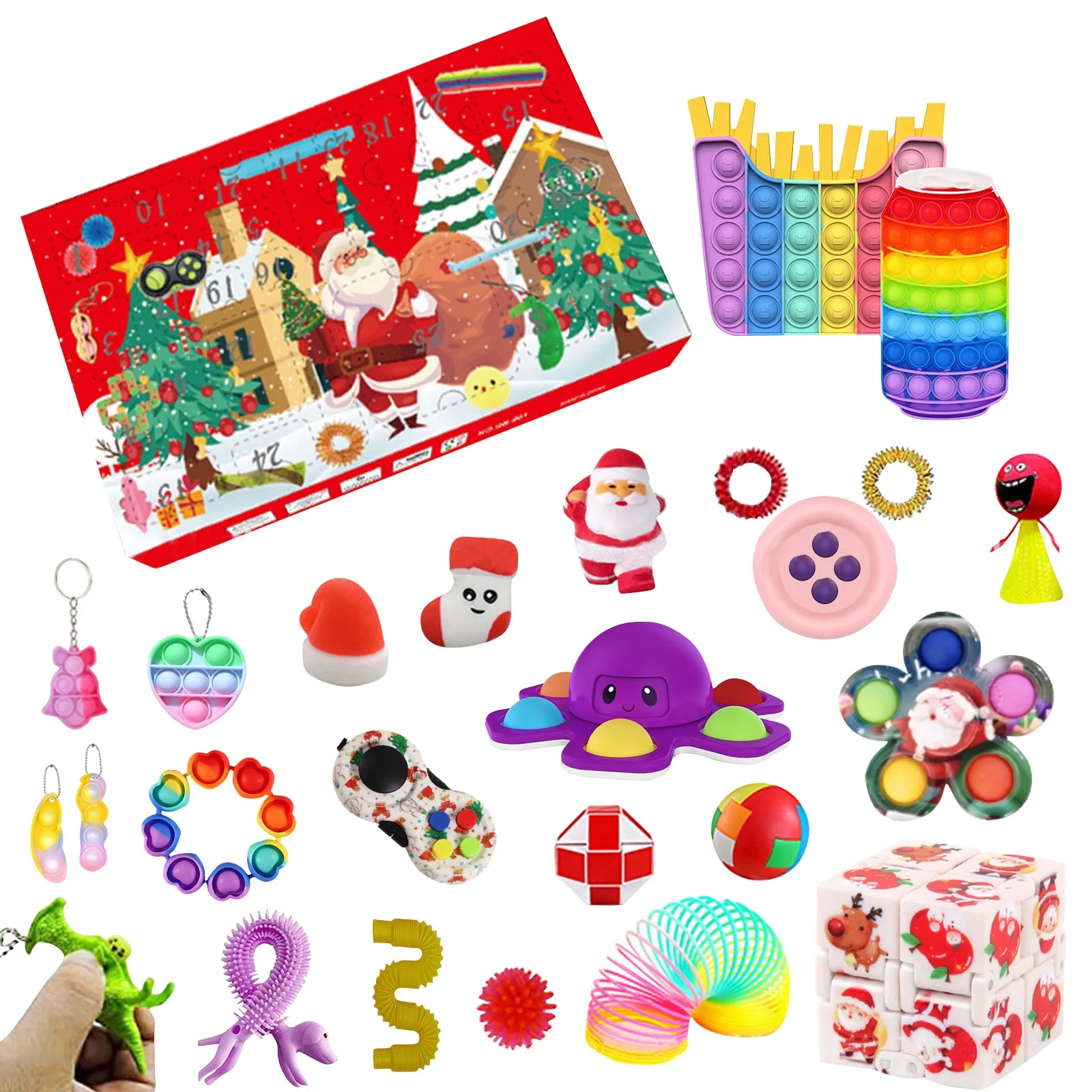 

Christmas Fidget Toys Advent Calendar Set Fidget Advent Calendar Countdown Blind Box Surprise Demolition Decompression Toys
