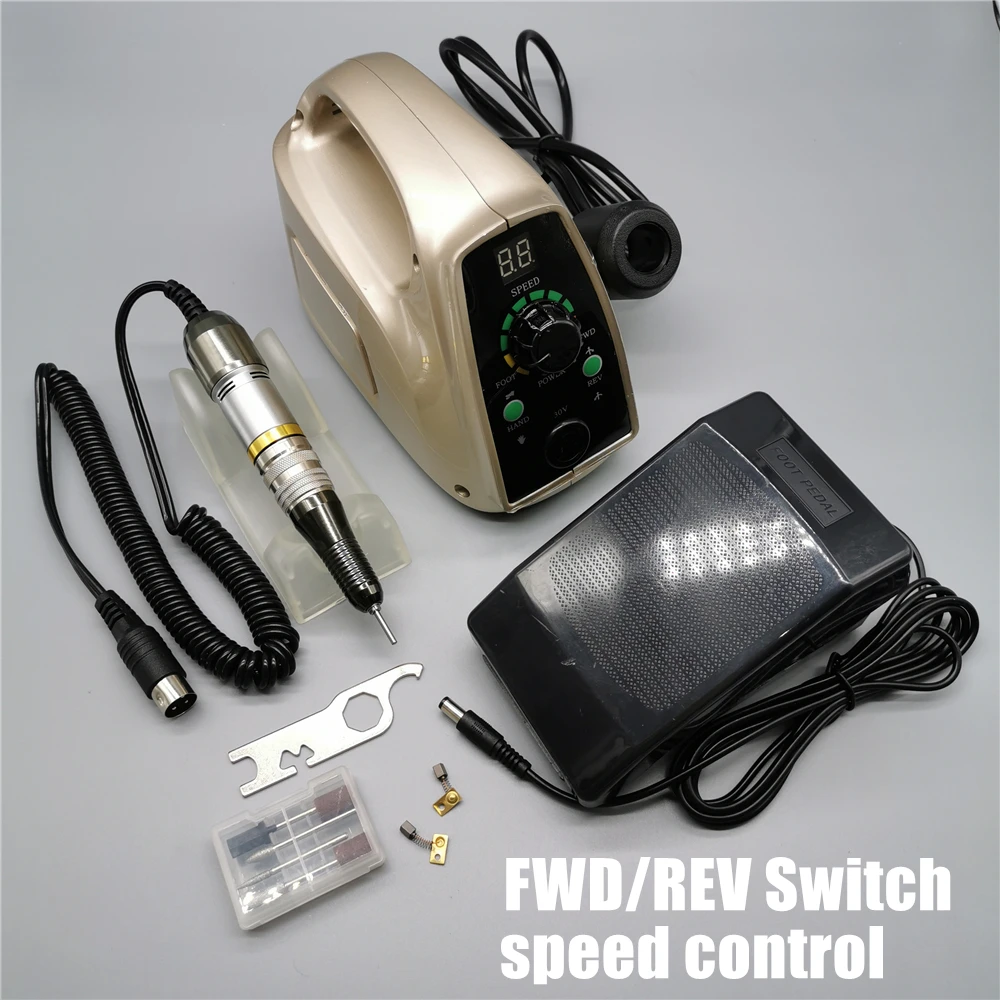 220V EU Plug Сильная электрическая дрель для ногтей 65 Вт, 35000 об/мин, маникюрная машинка, инструменты для педикюра, аксессуары, Бор, фрезы, насадки, оборудование для дизайна ногтей с ЖК-дисплеем - Цвет: 220V EU Plug