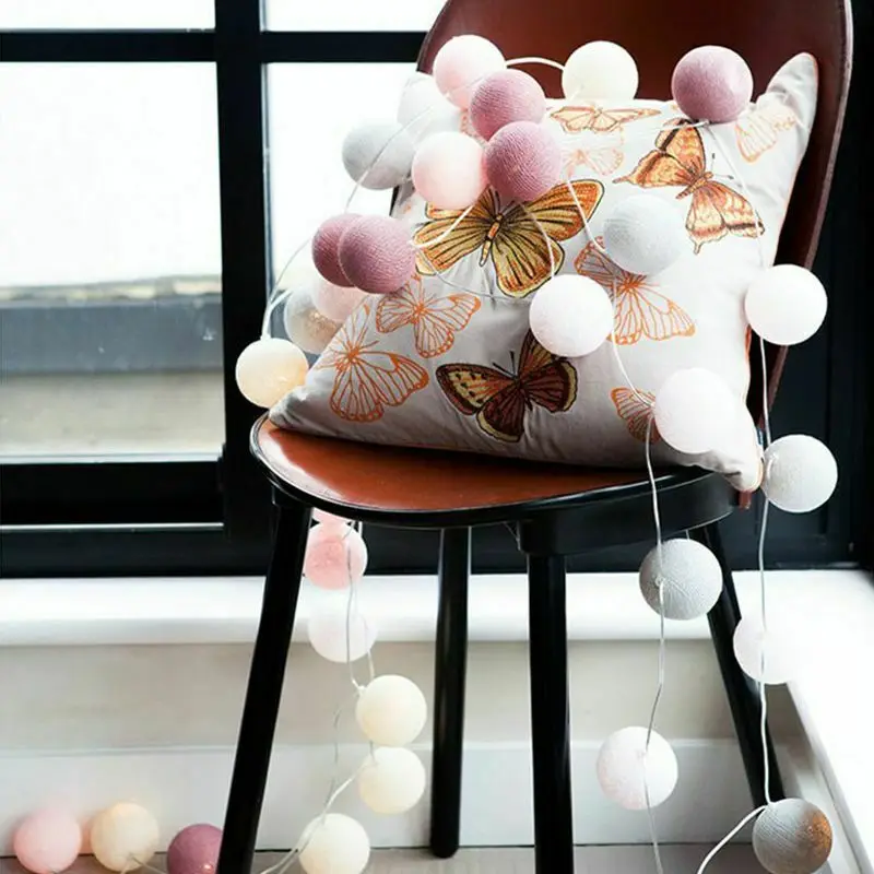 

3M LED Cotton Ball Garland Lights String Christmas Xmas Outdoor Holiday Wedding Party Baby Bed Fairy Lights Decoration