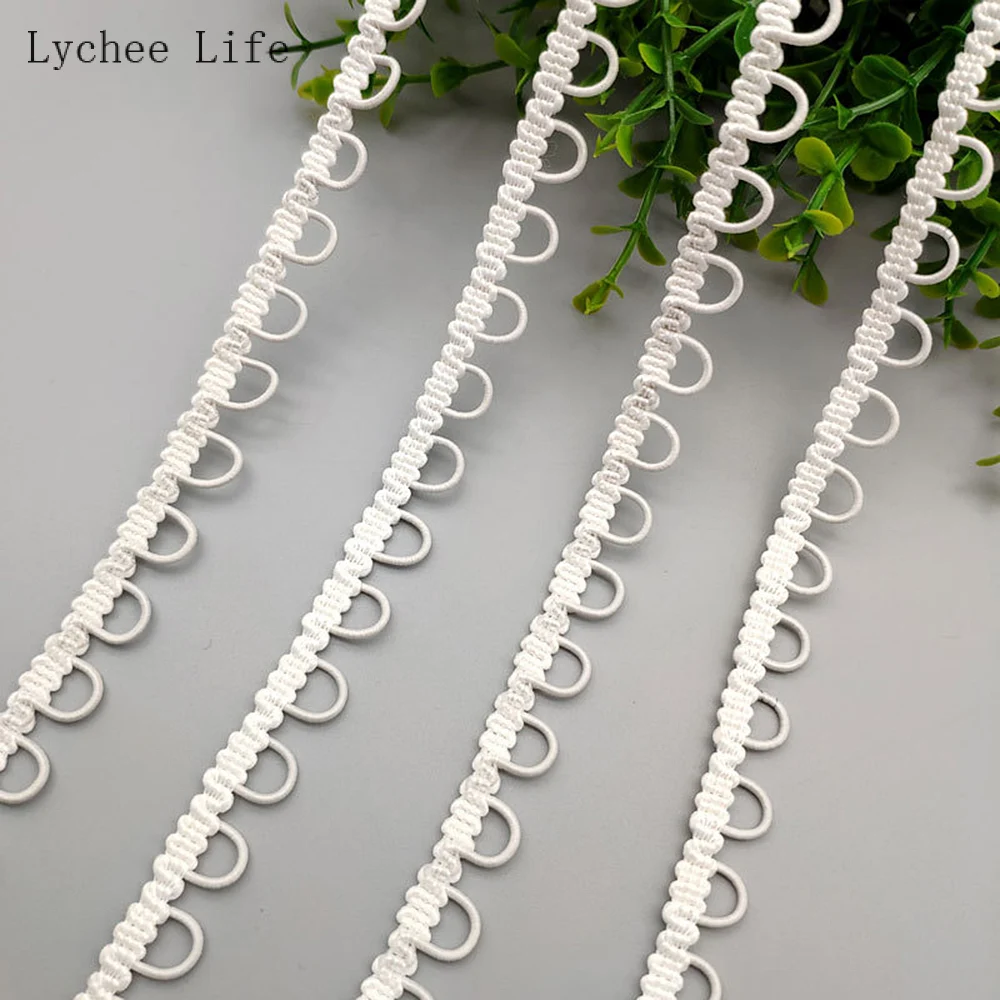 Lychee Life 5Yards Elastic Braid Lace Belt Clothes Accessories Wedding Party U Shape Trims Sewing Ribbon Handmade Crafts images - 6