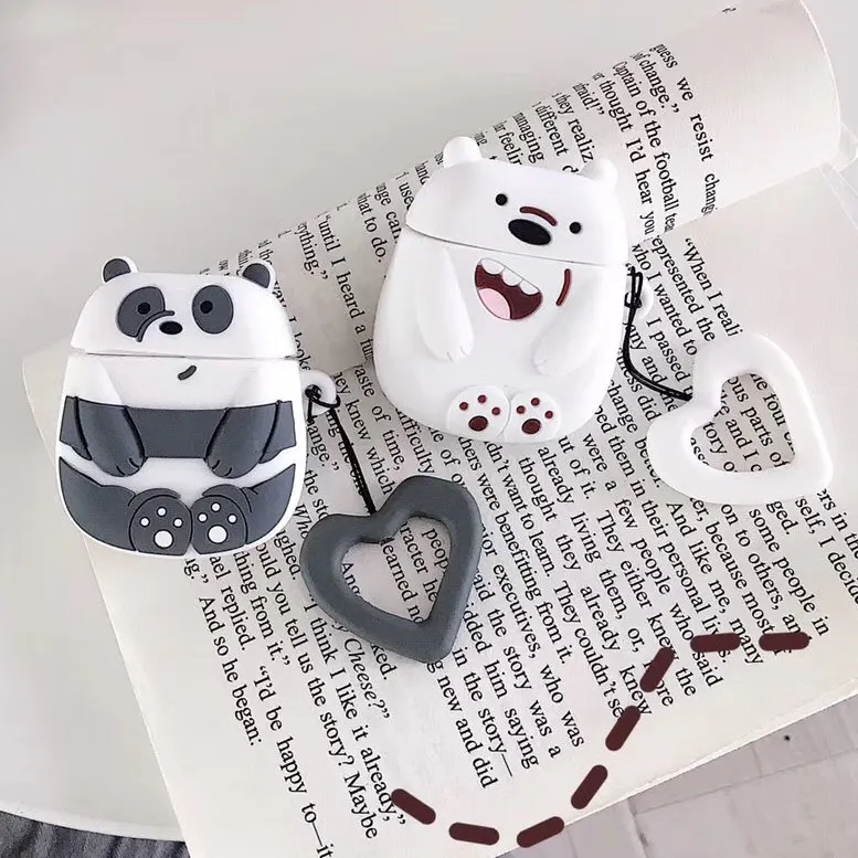 Чехол для наушников AirPods чехол с мультяшным медведем силиконовый Apple Air pods 2 милые