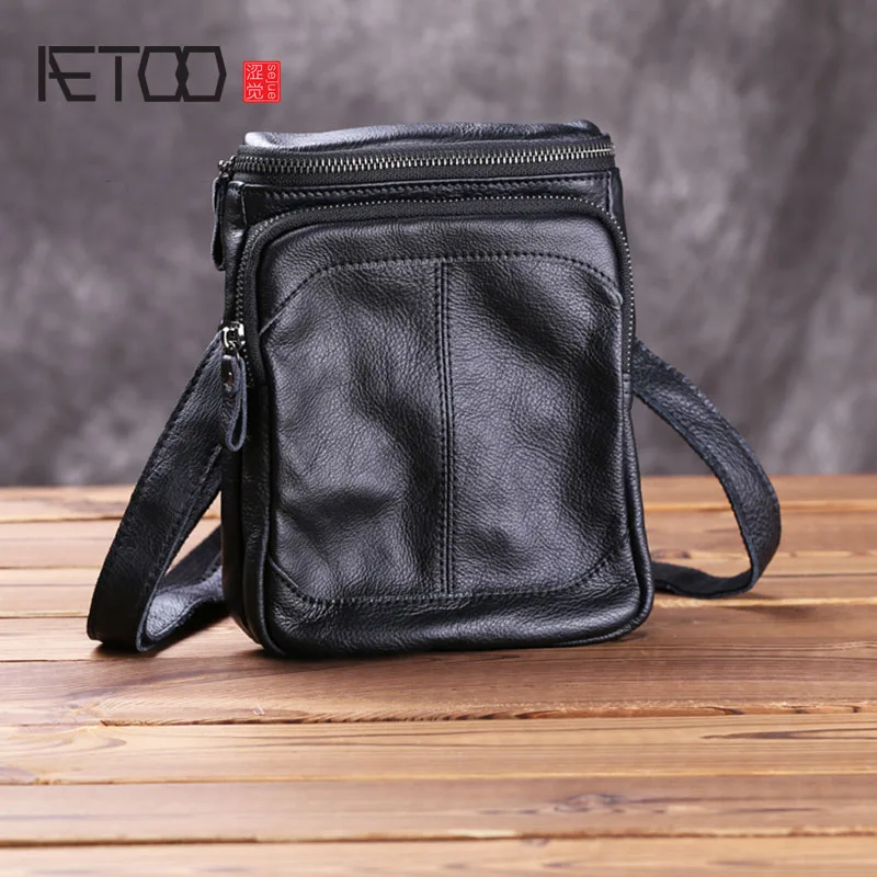 AETOO мужская сумка на шпильке портативная кожаная через плечо из искусственной