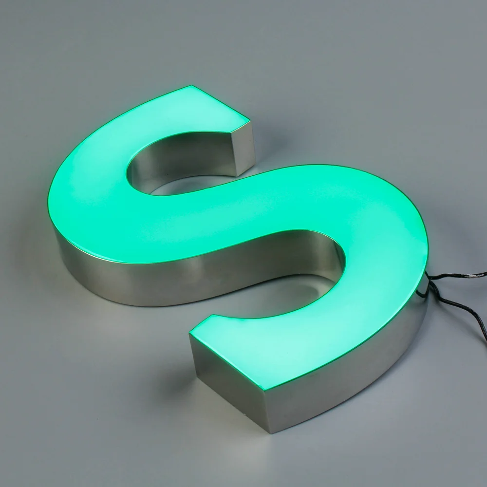 Built up led letters sign SUS return with epoxy resin face led light interior signage