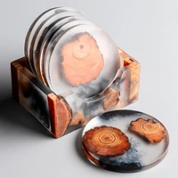 pine wood resin coasters with holder heat resistant waterproof and non slip placemats coffee tea cup pad