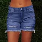 Женские короткие джинсы с высокой талией, винтажные состаренные, рваные джинсовые шорты рваные, карандаш, повседневные, летние, # t3g