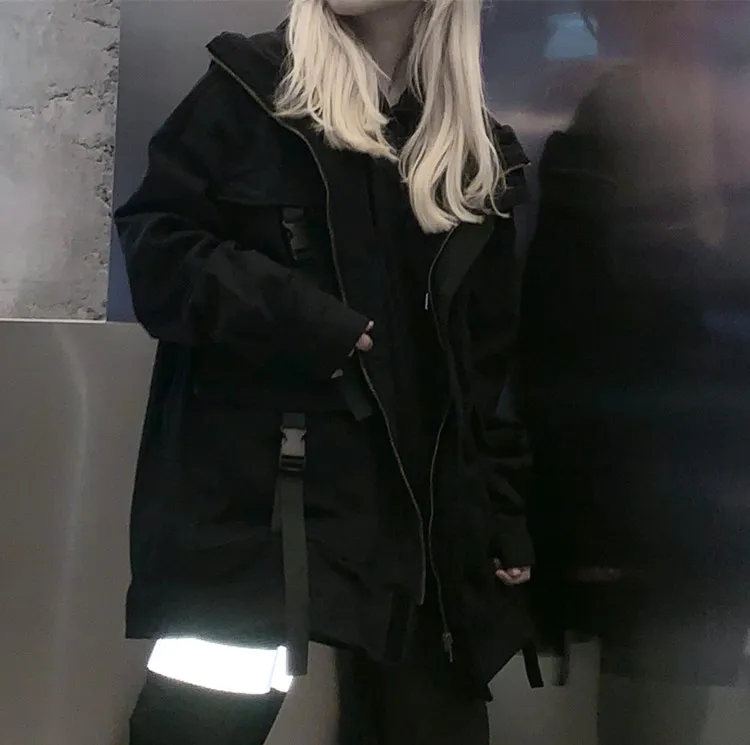 

Women Jeans Jackets Loose BF Vintage Casual Coats Korean Streetwear Harajuku Black Denim Jacket Oversized Pockets