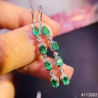 kjjeaxcmy fine jewelry natural emerald 925 sterling silver new women gemstone earrings support test luxury popular