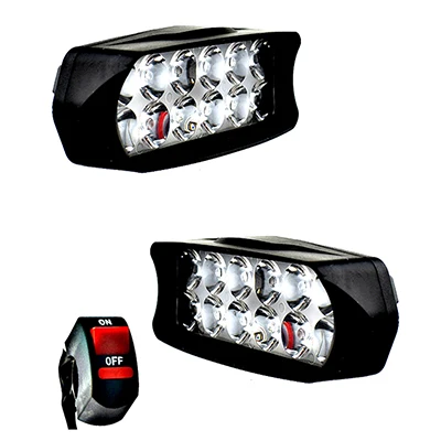 2pcs-12led-1switch Мотоциклетные фары 12 В 12 Вт прожекторы супер яркие мото Противотуманные фары Водонепроницаемый мотоцикл вспомогательный дальнего света фары - Цвет: 2pcs-12led-1switch