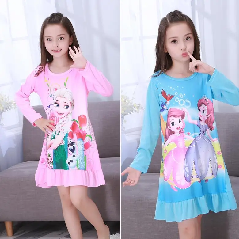 От 2 до 13 лет ночная рубашка для девочек Новинка 2020 года Сезон осень Модные платья