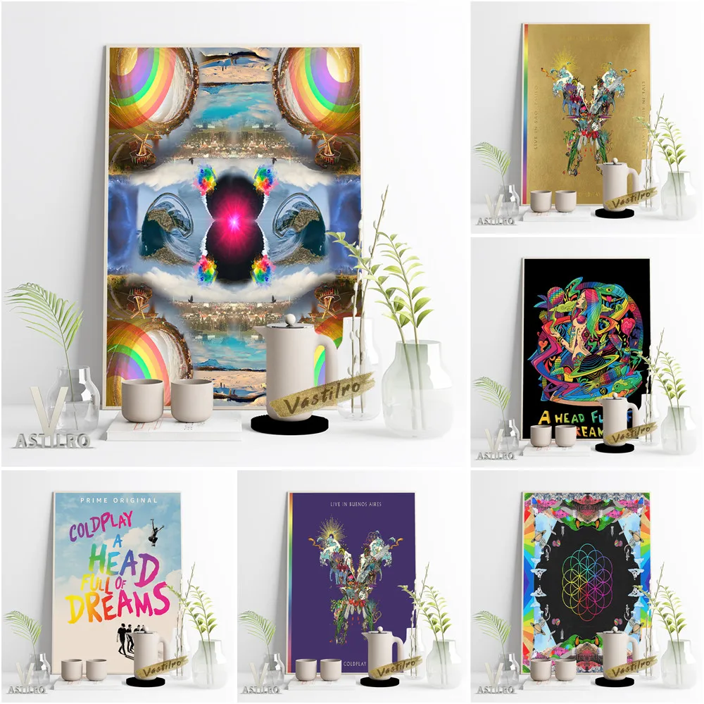 

Hot Rock Band Coldplay Poster Vintage Abstract Print Canvas Painting Music Documentary Film Wall Picture Bar Pub Club Home Decor