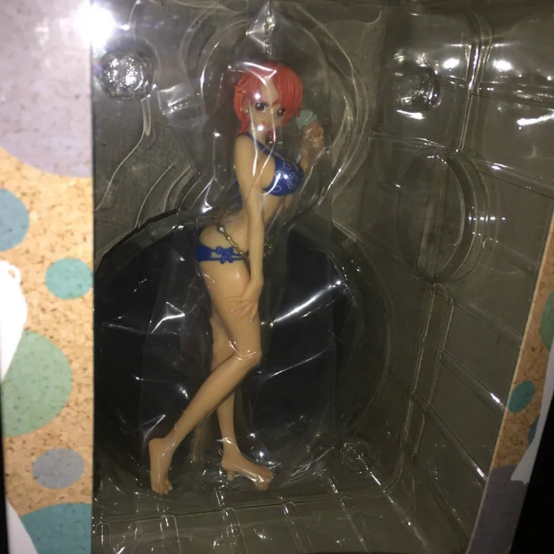7&quot One Piece Nami Swimsuit Anime Sexy Figures Ice-Cream Golden Cat Sticker Original Version PVC Action Figure Toy BOX 17CM Q350 | Игрушки