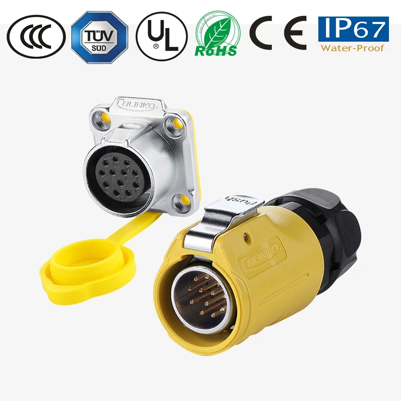 Электроника IP67 12 pin водонепроницаемый разъем Монитор ТВ кабель питания/панель