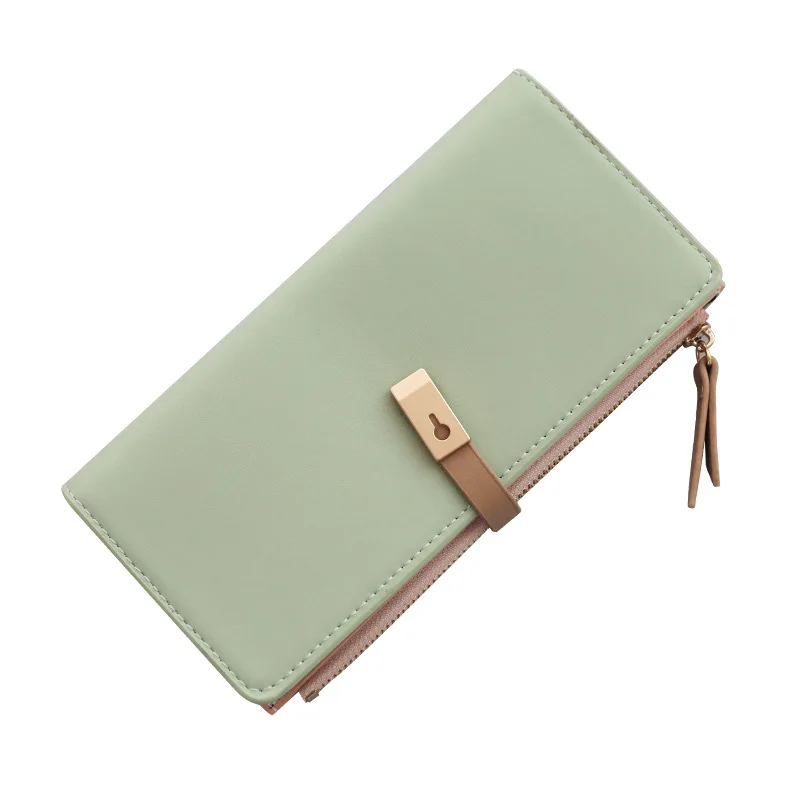 

Women's Solid Color Wallets Long Female Coin Purse Card Holder PU Clutch Money Bags Purses Waterproof Money Clips Envelope Case