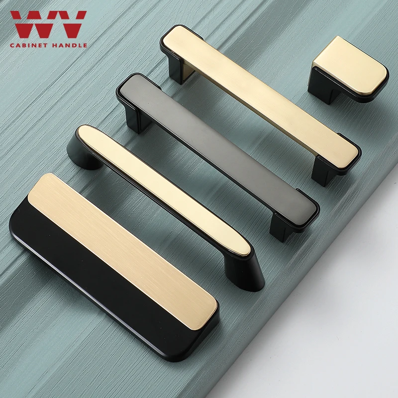 Современные дверные ручки и для шкафа WV мебели съемные черные золотые мебельные