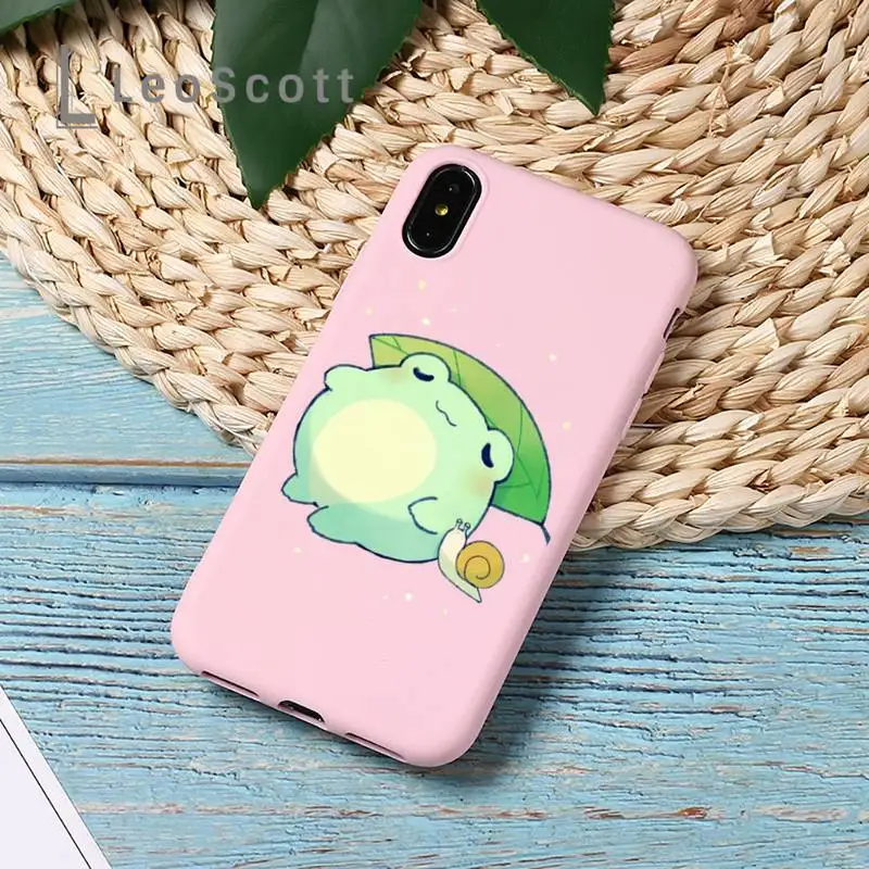 

CARTOON Frog Phone Case Candy Color for iPhone 11 12 mini pro XS MAX 8 7 6 6S Plus X 5S SE 2020 XR Cover Shell