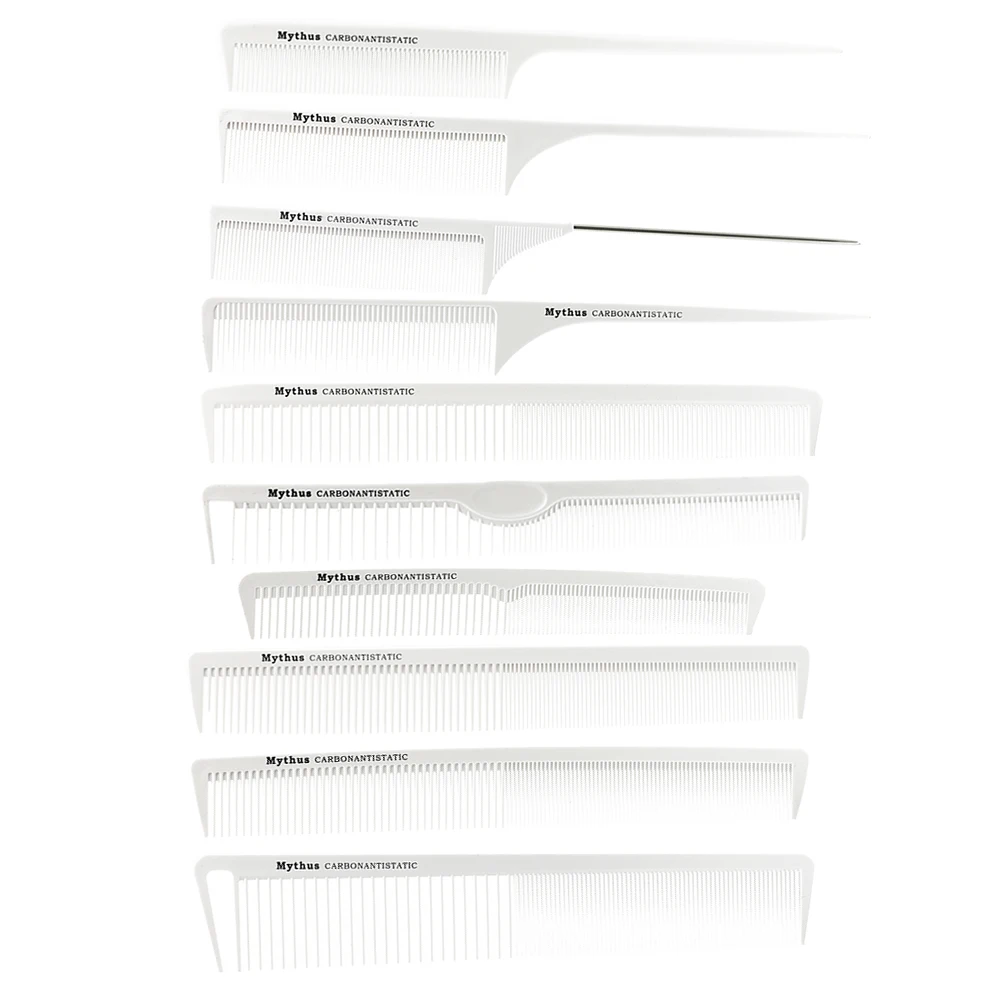 10 шт. белый Цвет углерода Расческа для парикмахерского салона Антистатическая