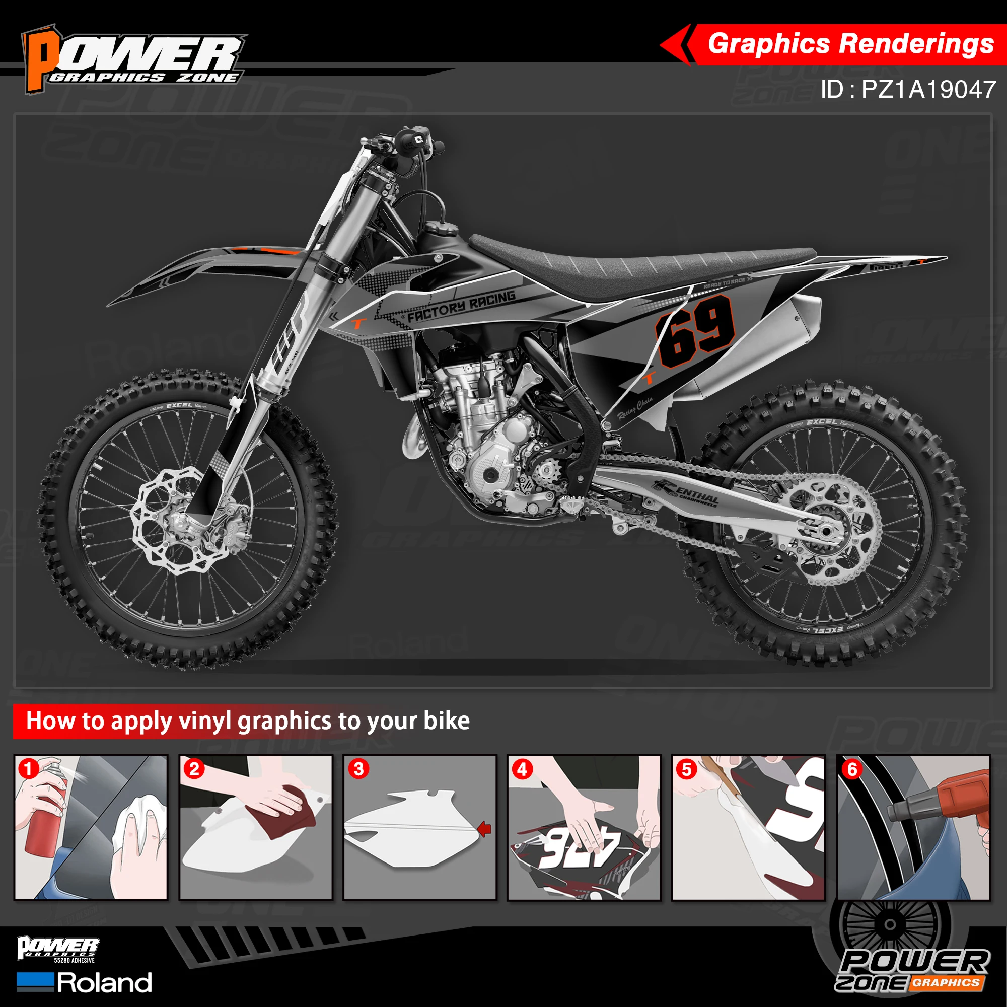 Персонализированные графические фоны PowerZone Team Набор наклеек для KTM SX SXF MX 19-20 EXC XCW