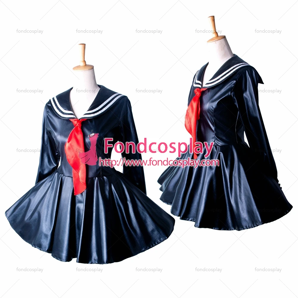 

fondcosplay adult sexy cross dressing sissy maid short black Faux Leather School Uniform Dress Costume Tailor-made[G1353]