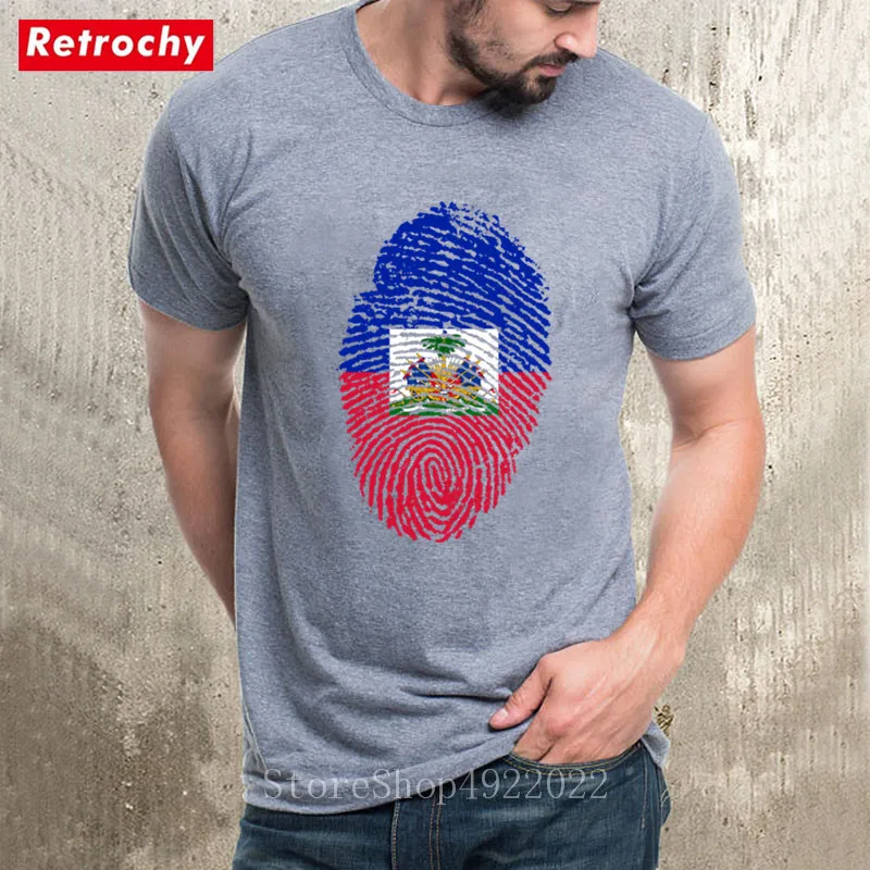 Гаити флаг отпечатков пальцев футболка оптовая продажа на день рождения