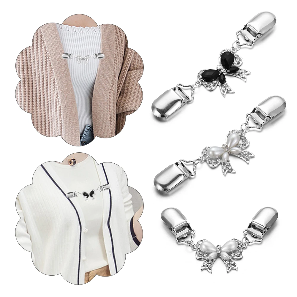 1PC Sweater Shawl Clips Cardigan Collar Clip Butterfly Bow Brooches Duck-mouth Plated Clasps Women Fashion Jewelry Accessories | Украшения