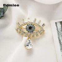 pomlee eye shape crystal brooch neo gothic women accessories korean fashion alloy blouse medicale femme broches para ropa