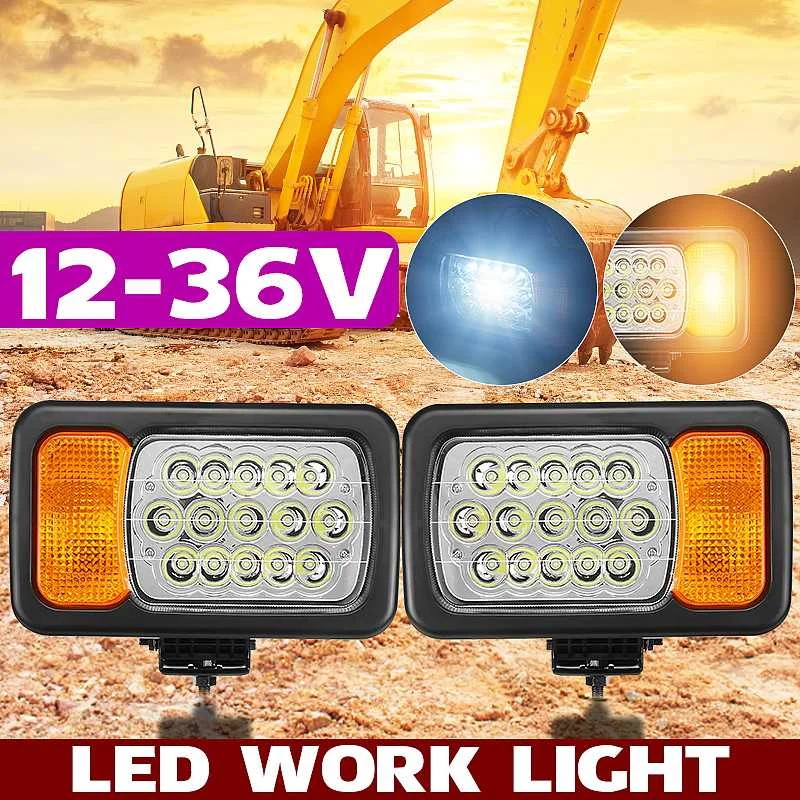 

24V LED Headlights Worklight for Tractor Trailer Excavator JCB Telehandler Loader Forklift Universal Turn Signal Indicator Lamp