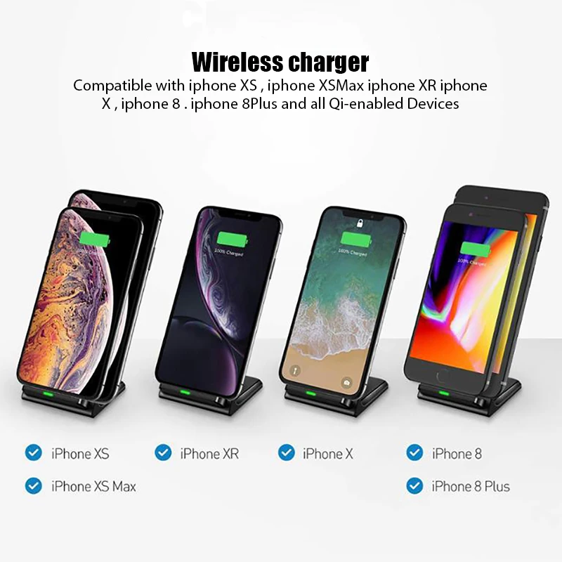 Беспроводное зарядное устройство Qi док-станция для Apple iPhone 11 8 XS X XR индукционное