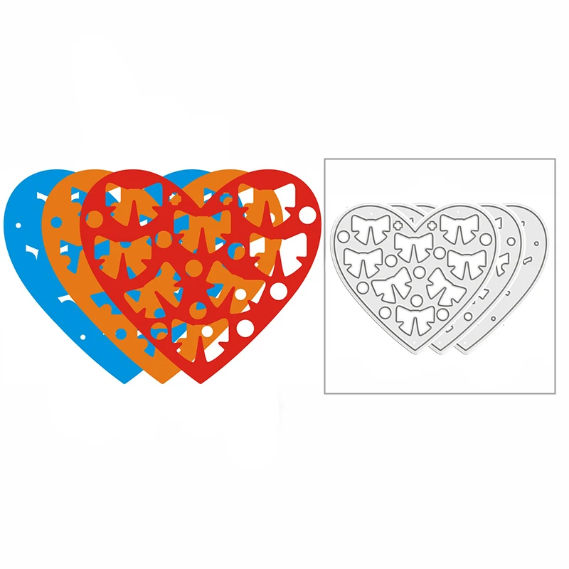 

Новая многослойная форма в форме банта и сердца для рукоделия, бумажная поделка, 2021 металлические Вырубные штампы для скрапбукинга и изгото...
