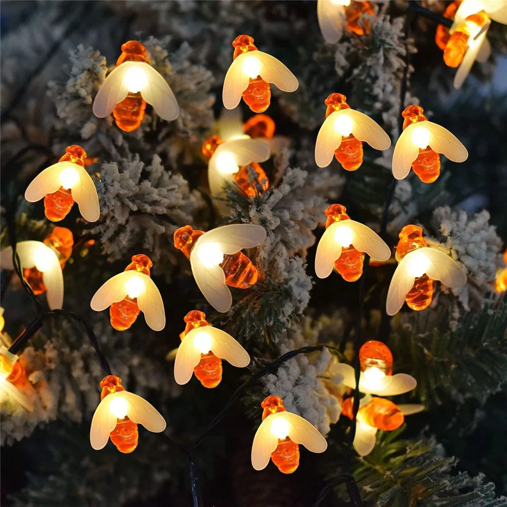 

Battery Operated 10leds 20leds 30leds 40leds Bee Shaped led String Lights Christmas Holiday Party Garden Decorative Fairy Lights