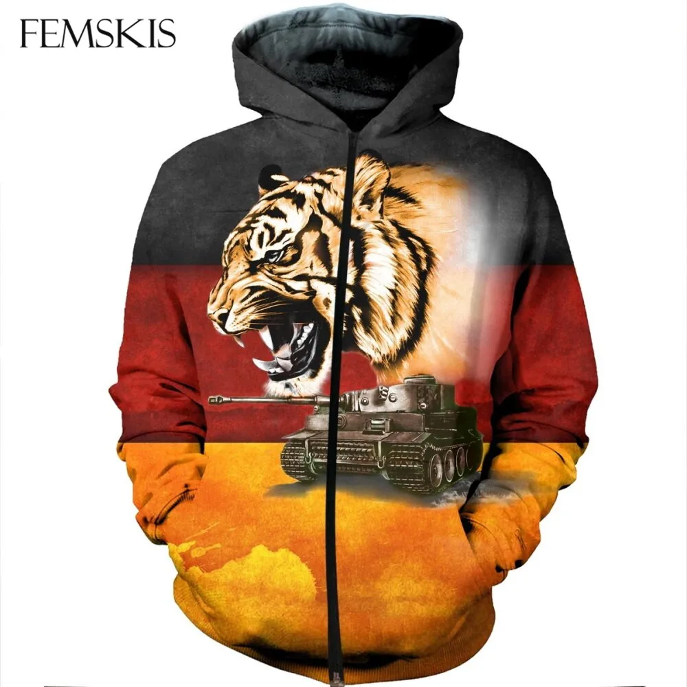 

FEMSKIS Men's Hoodies Sweatshirt Women's Funny 3D Tiger Tank Fashion Plus Size Printed Hoodie Pullovers Harajuku Long Sleeved