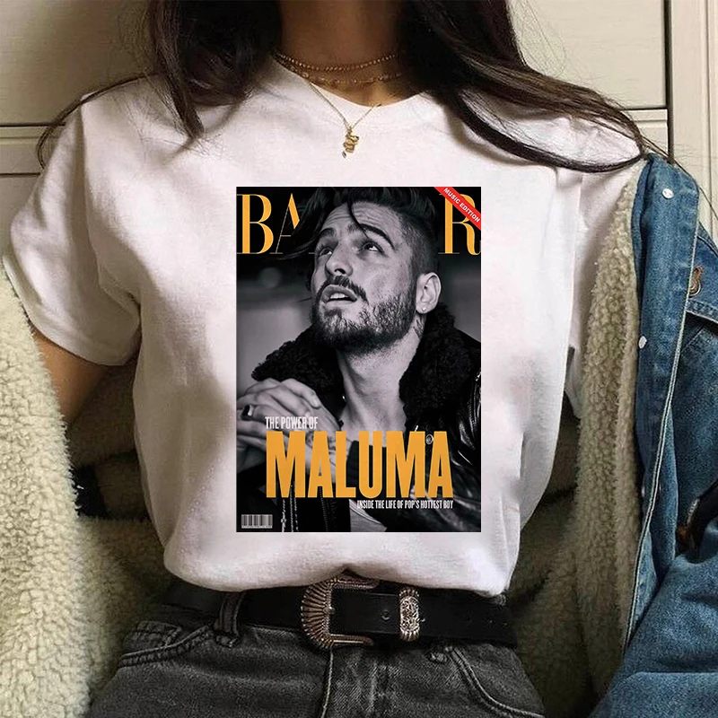Женская футболка с принтом Maluma летняя 2021 мультяшным графическим в стиле аниме